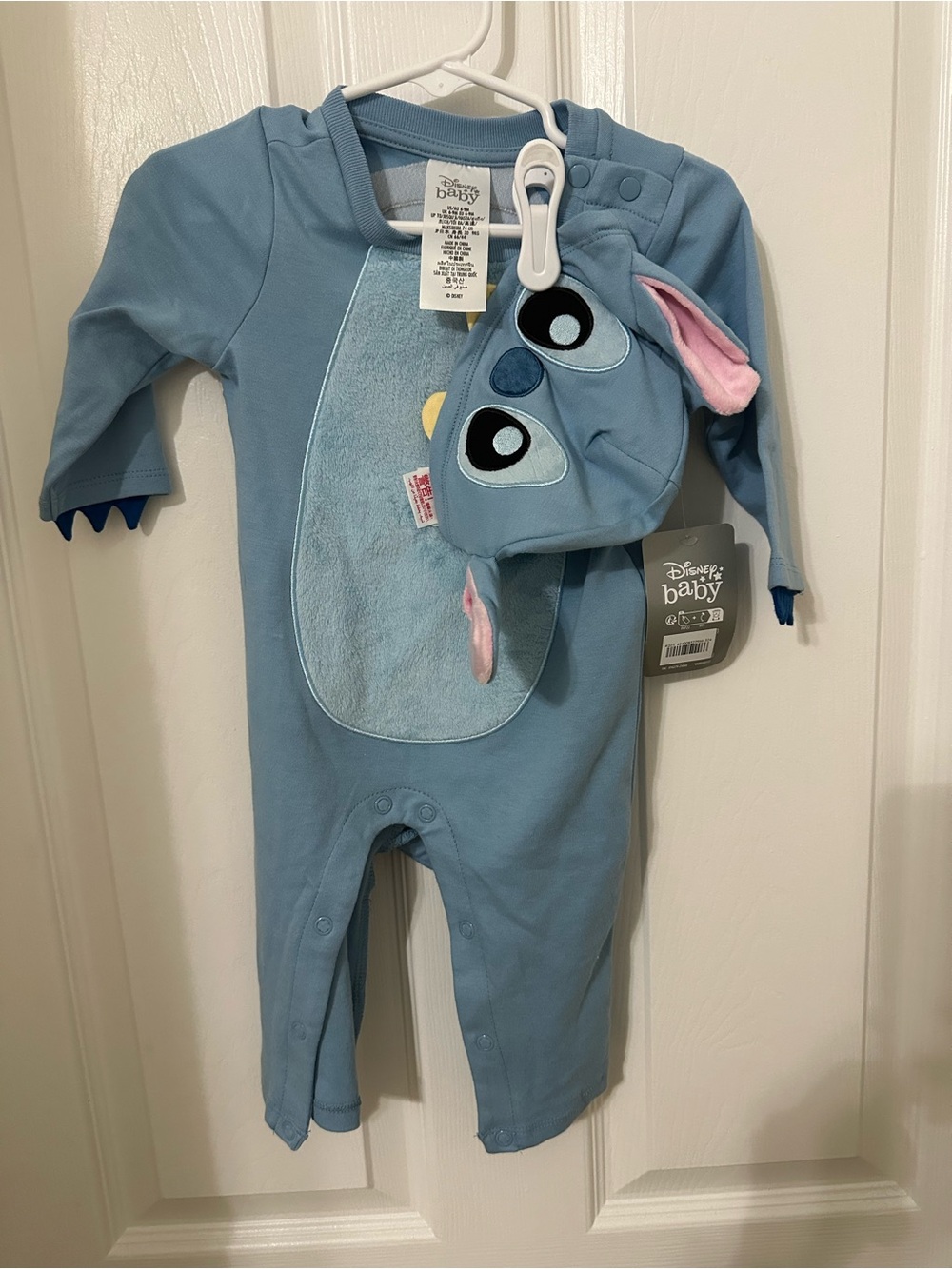 Disney Baby Blue Stitch One-Piece with Matching Hat